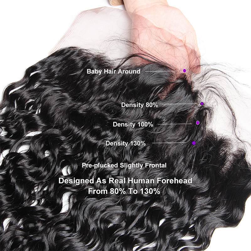 Modern Show Brazilian Water Wave HD Transparent 13x4 Ear To Ear Lace Frontal Closure With Baby Hair Black Wet And Wavy Human Hair