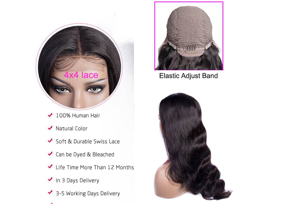 Modern Show 4x4 Body Wave Transparent HD Lace Closure Human Hair Wigs With Baby Hair For Women