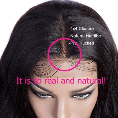 Modern Show Long Curly Wig 4x4 Lace Closure Wig Brazilian Human Hair Wigs Pre-Plucked with Baby Hair